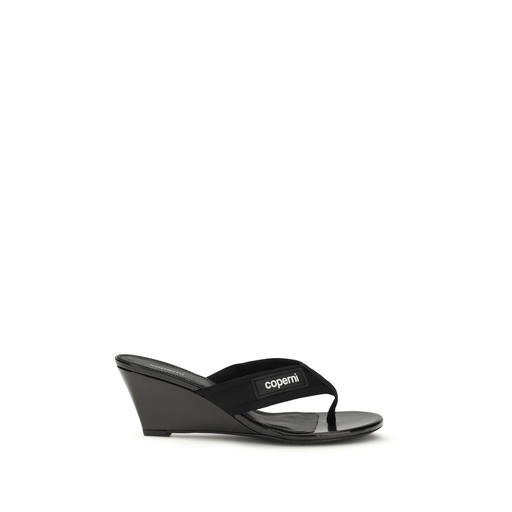 Black Polyamide Wedge Sandals