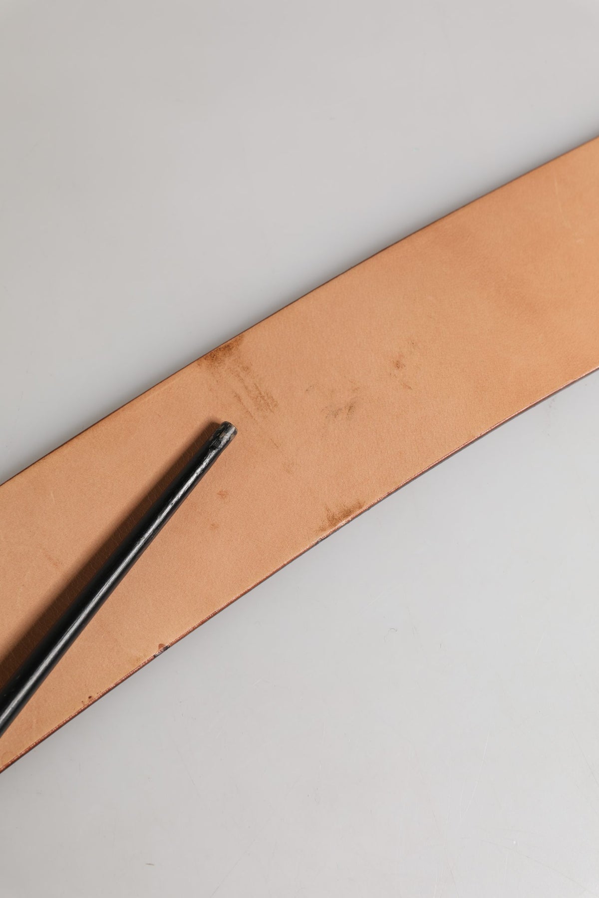 Beige Genuine Leather Wide Waist Metal Buckle Belt