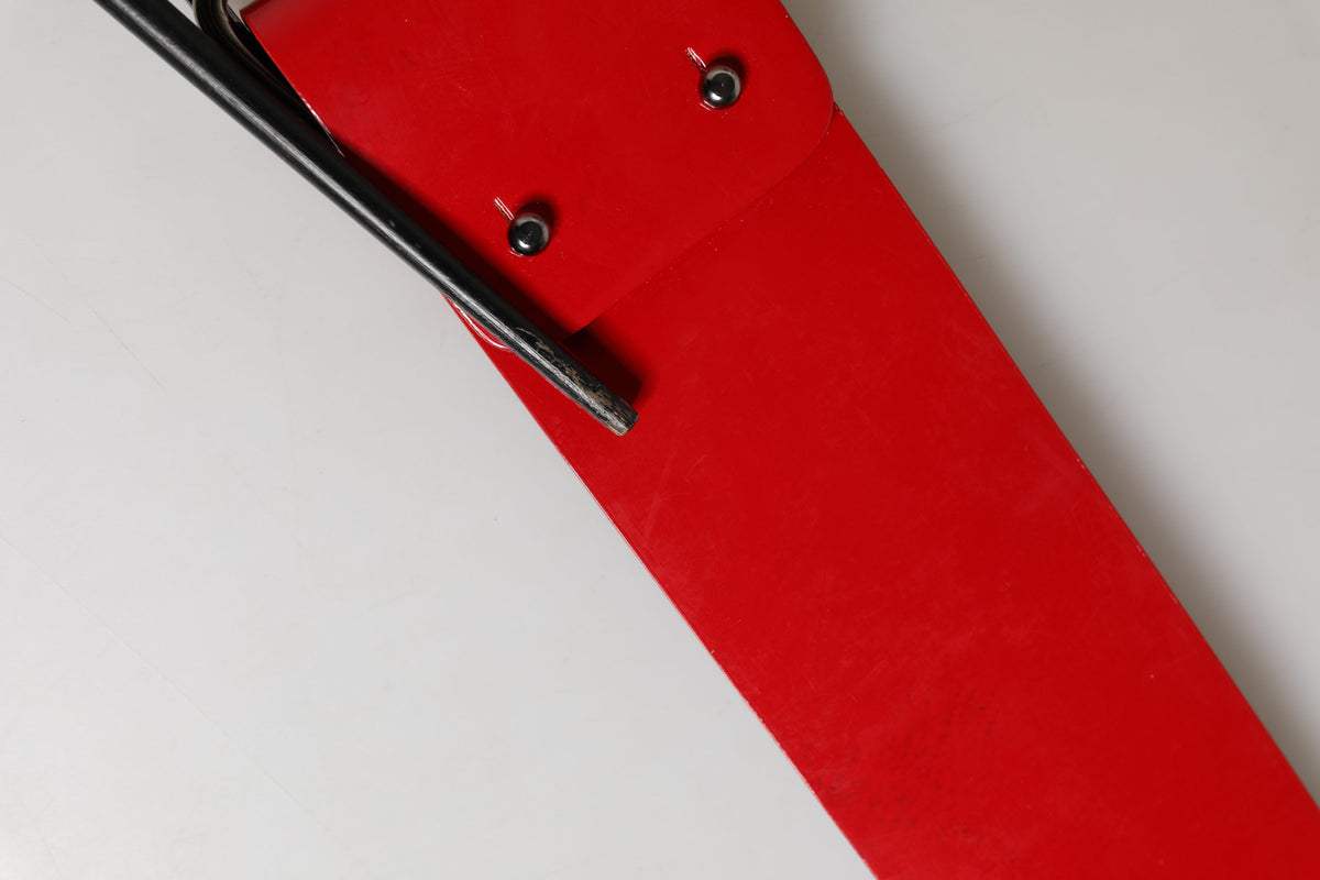 Red Wide Waist Silver Metal Buckle Belt