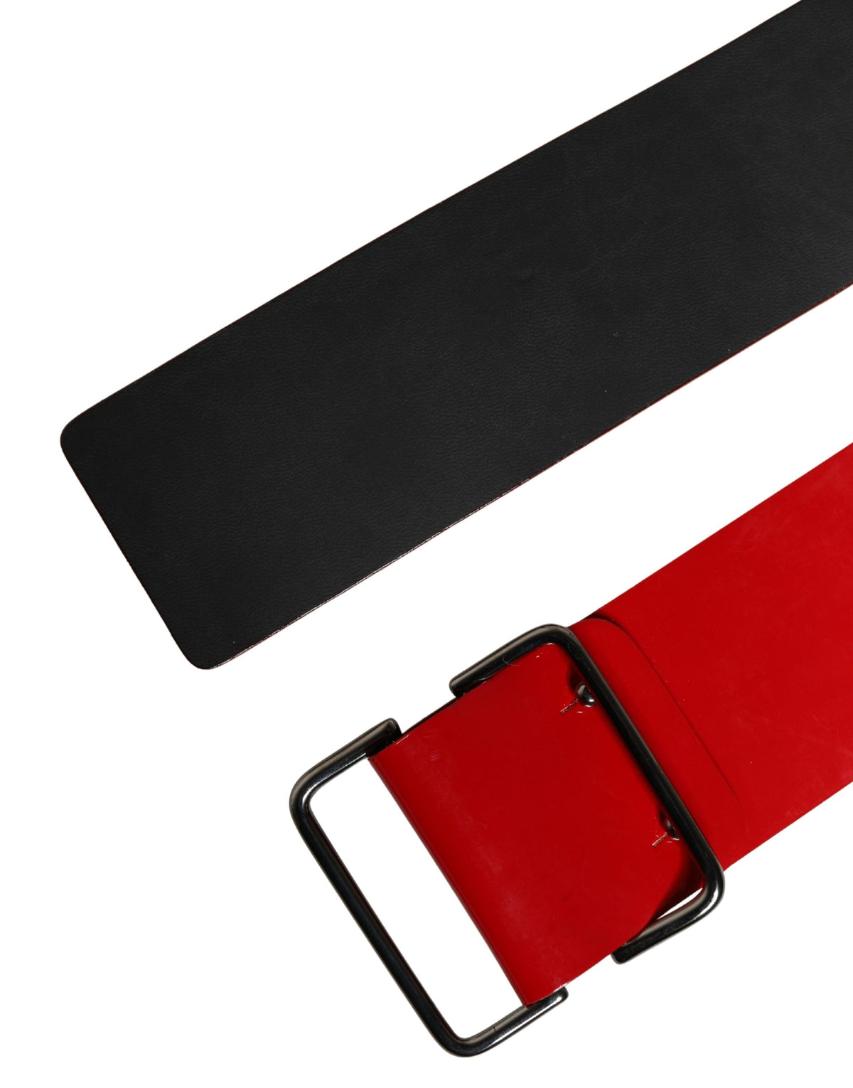 Red Wide Waist Silver Metal Buckle Belt