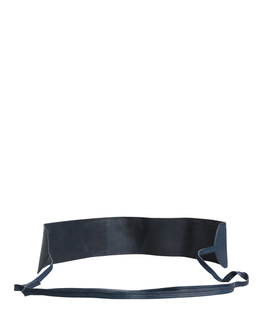 Blue Leather Wide Waist Women Cintura Belt