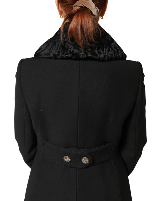 Black Lamb Fur Women Neck Warmer Winter Scarf