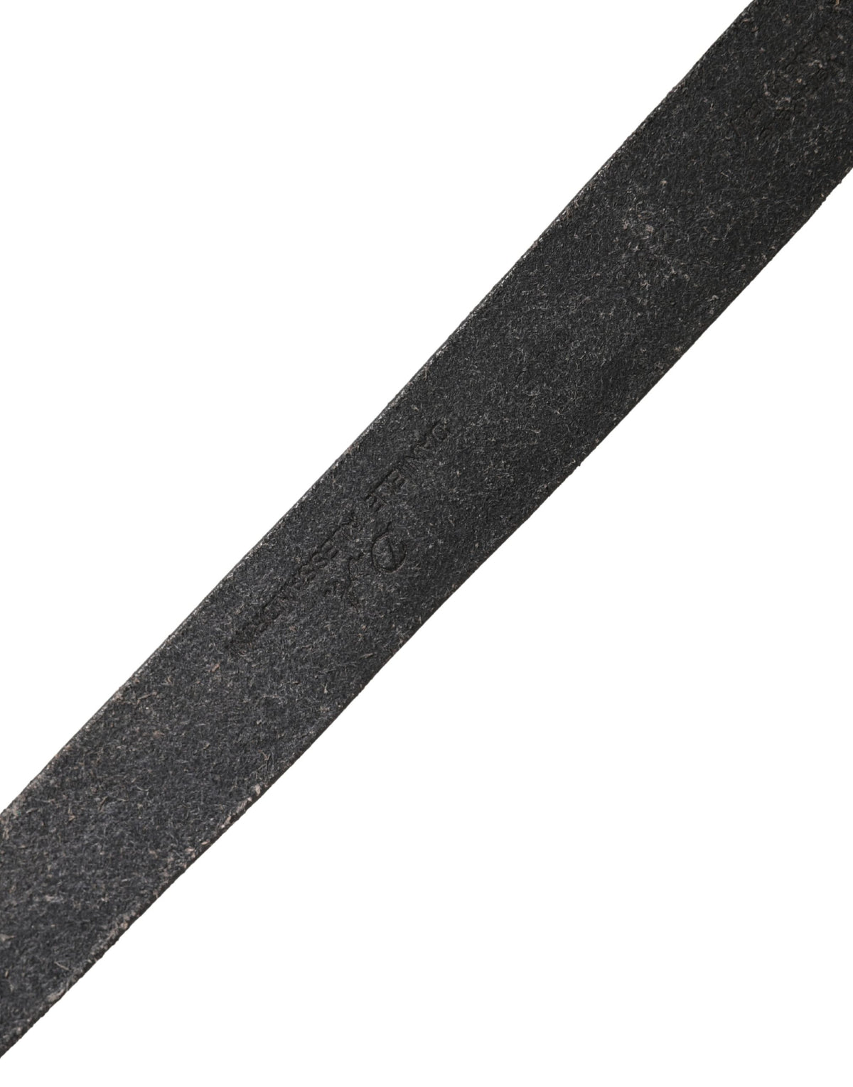 Men Black Leather Metal Buckle Belt