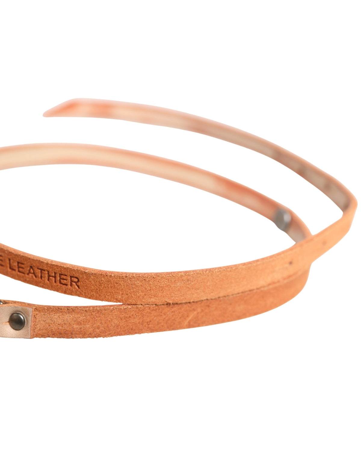 Women Orange Silver Metal Buckle Skinny Belt