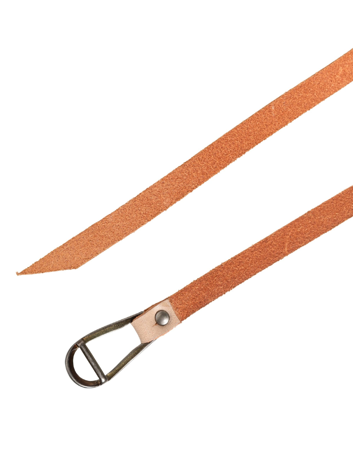 Women Orange Silver Metal Buckle Skinny Belt