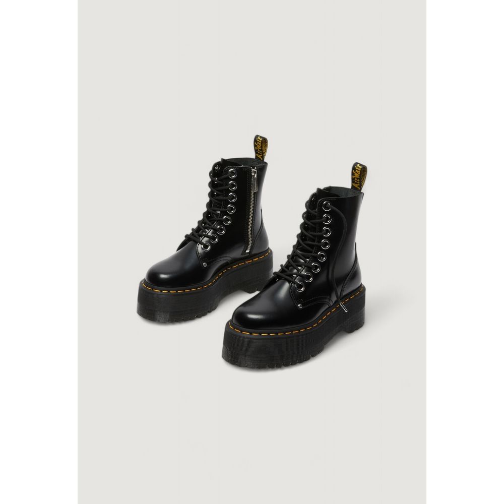 Black Leather Lace-Up Boots