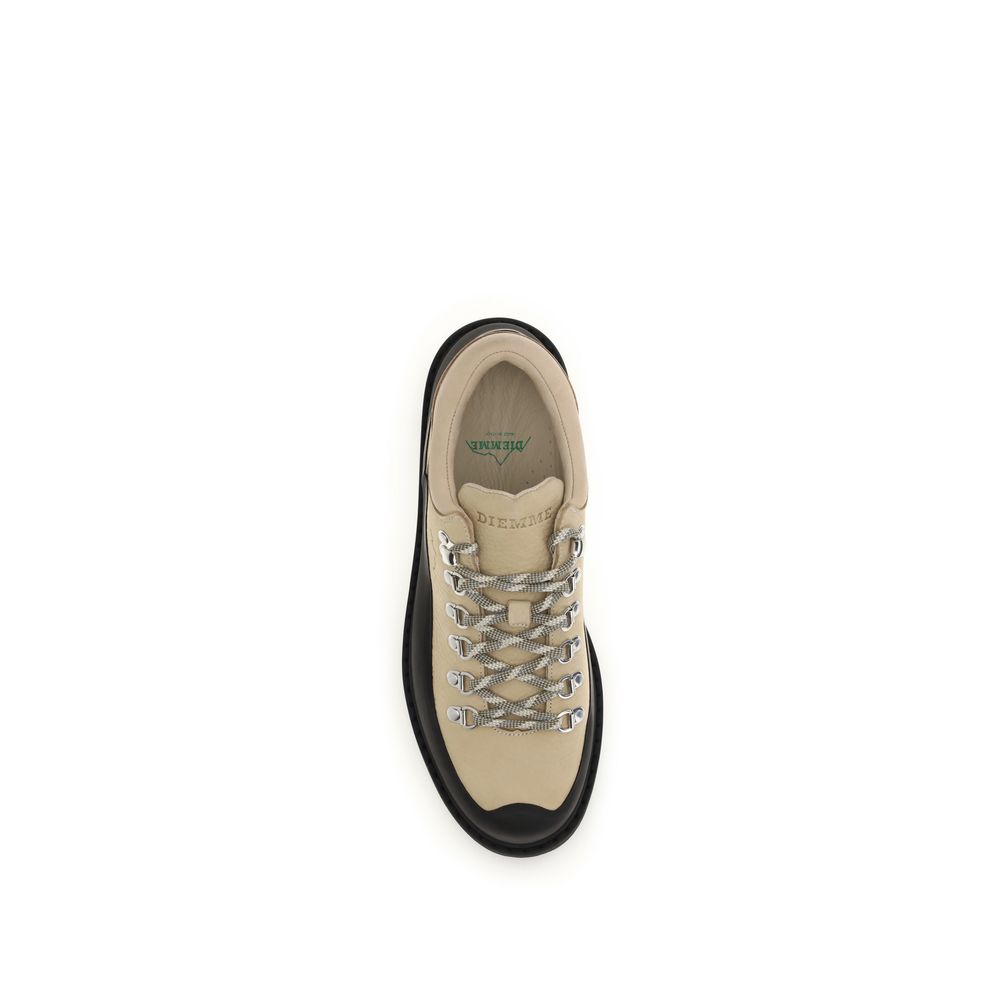 Beige Calf Leather Bos Taurus Lace-Up Boots