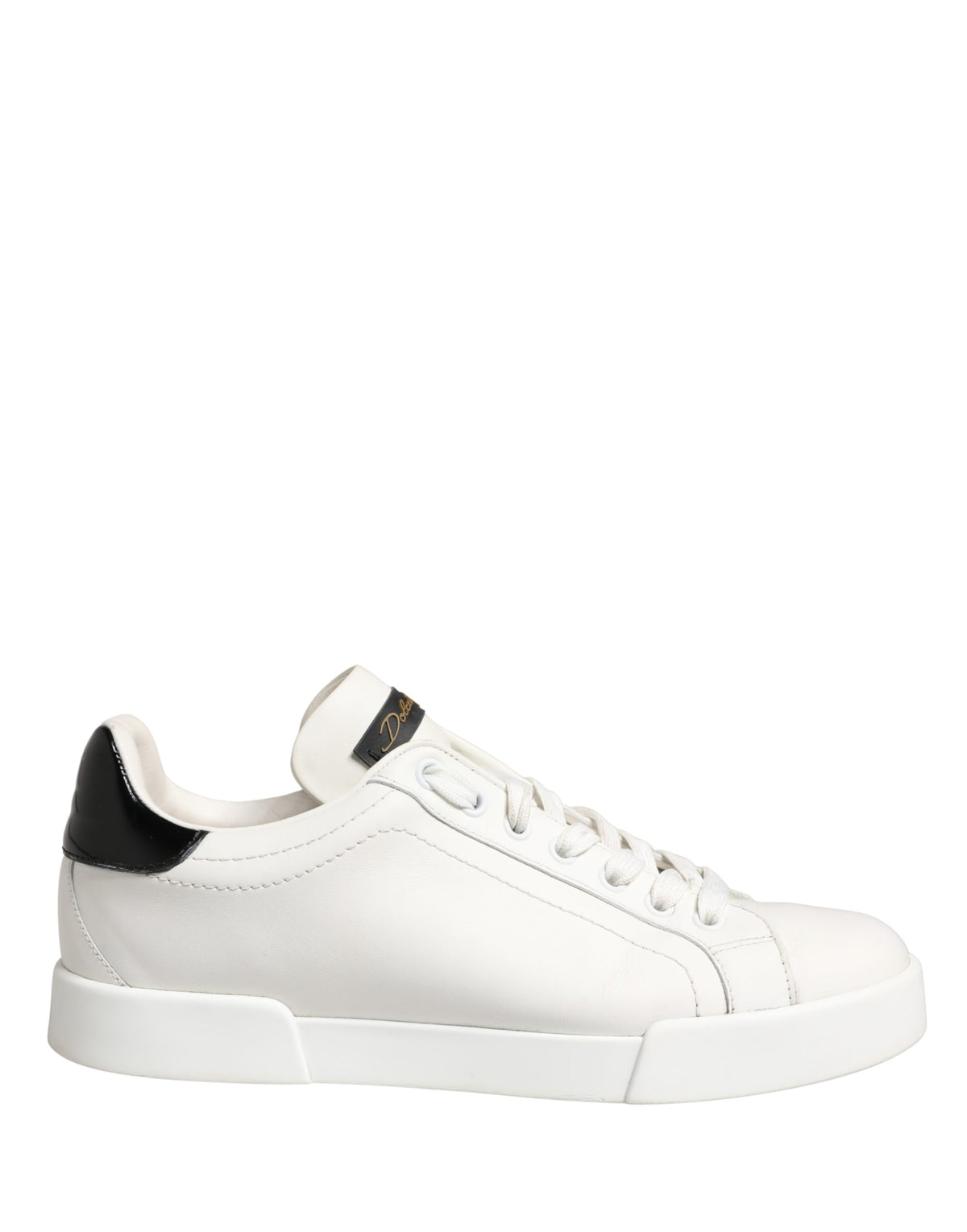 White Black Portofino Leather Sneakers Shoes