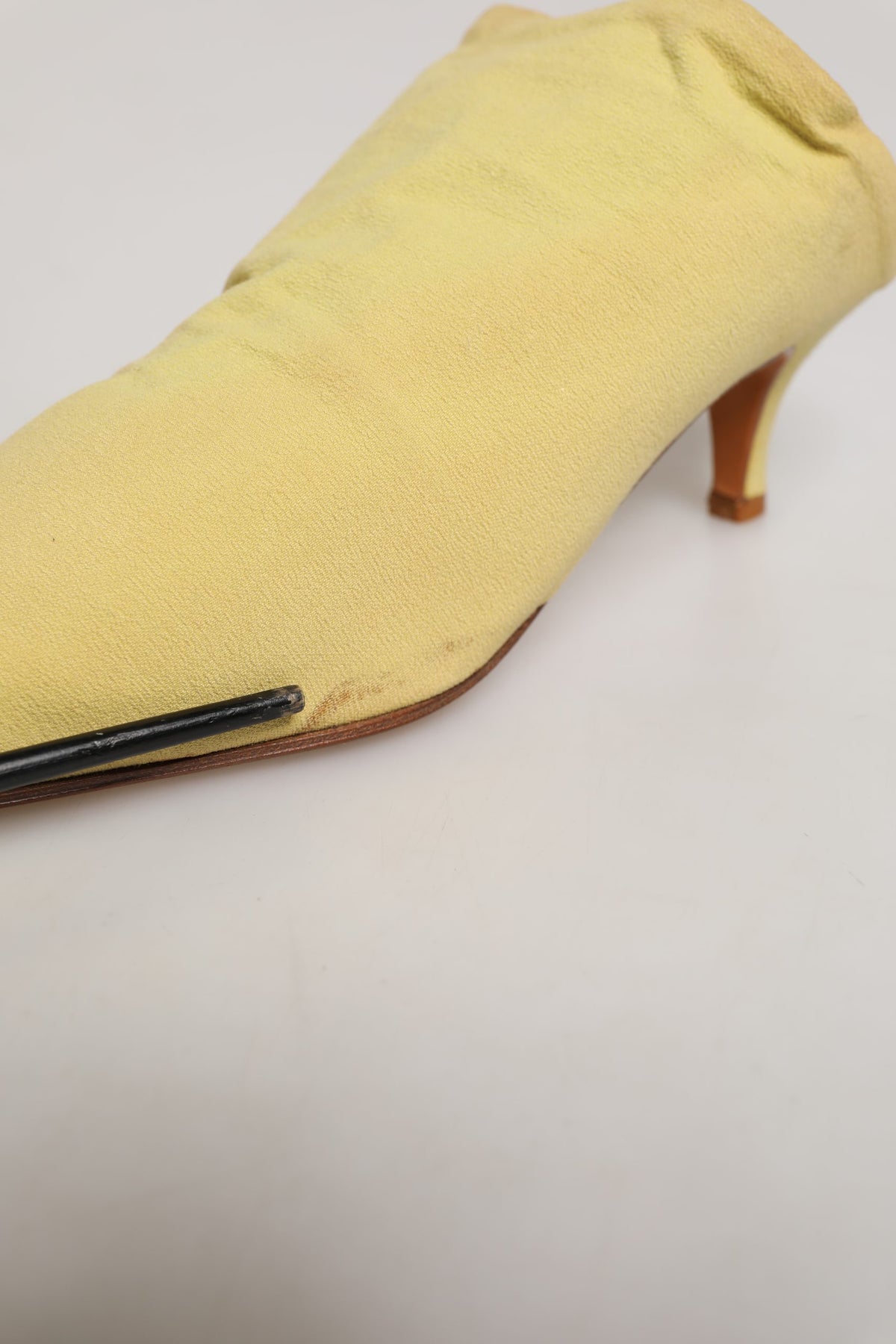 Yellow Suede Heel Mule Shoes