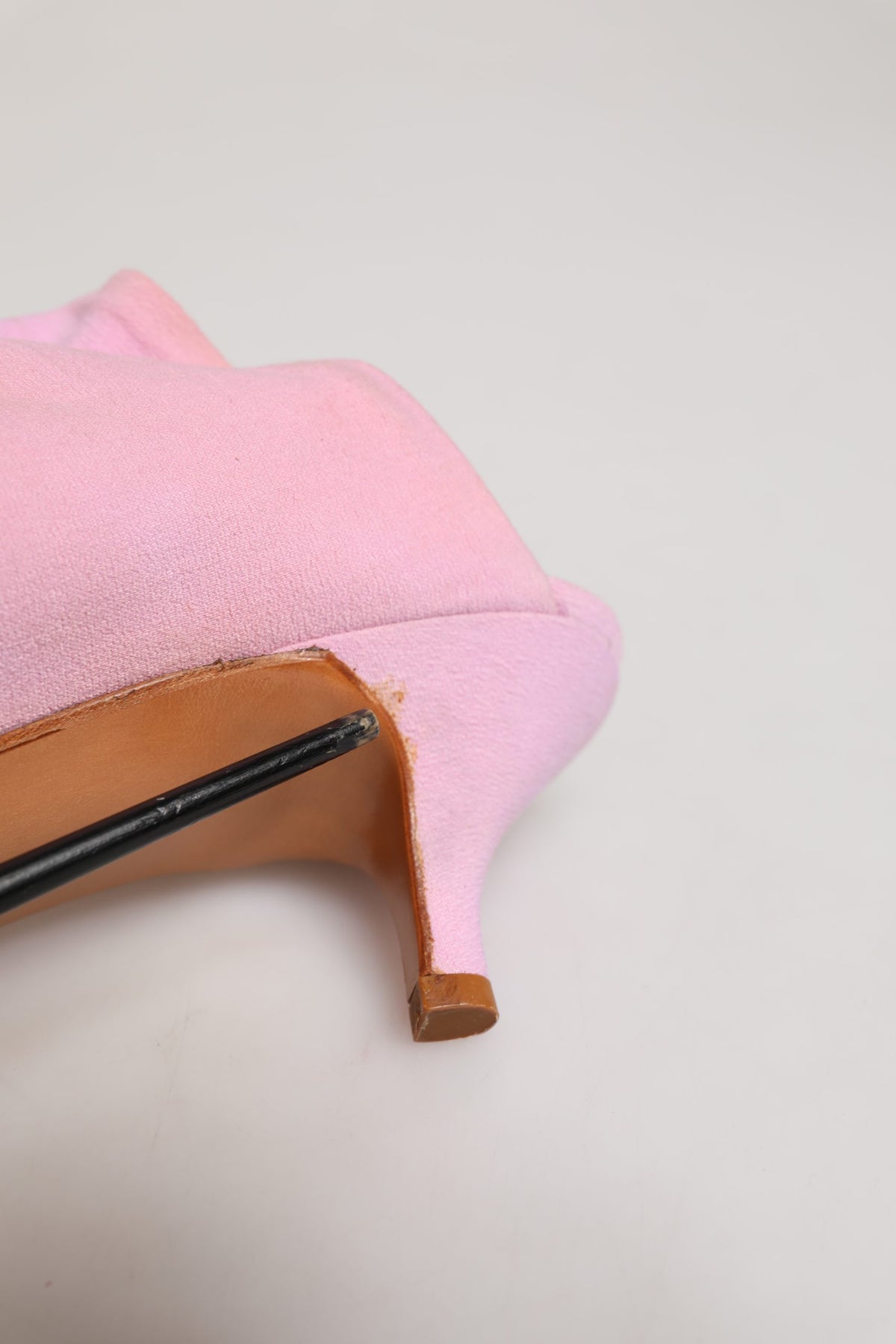 Pink Suede Heel Mule Shoes