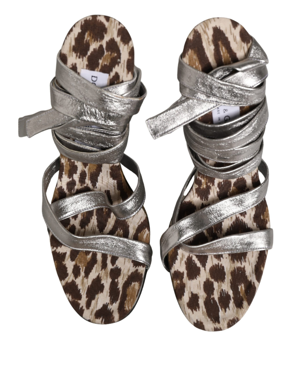 Silver Leather Platform Wedge Sandals Shoes