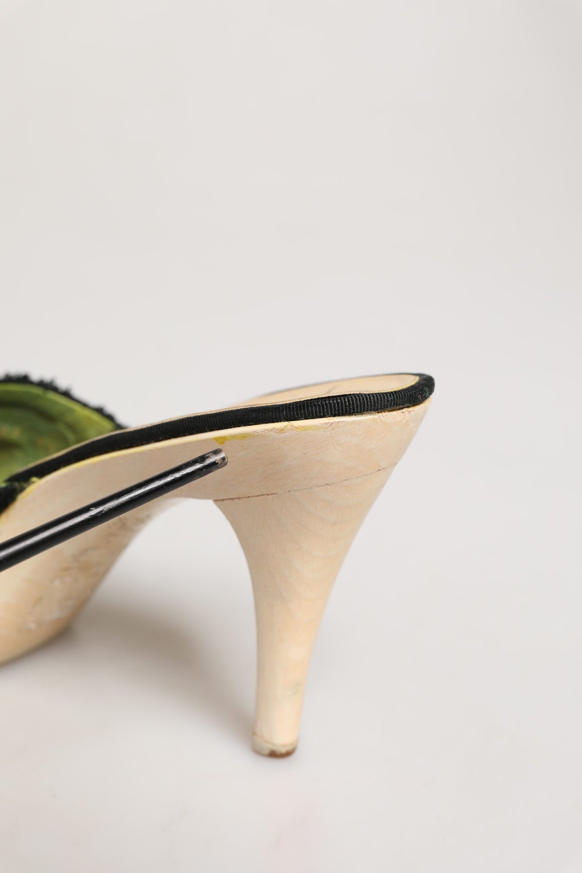 Black Fabric Fur Mule Wood Platform Heel Shoes