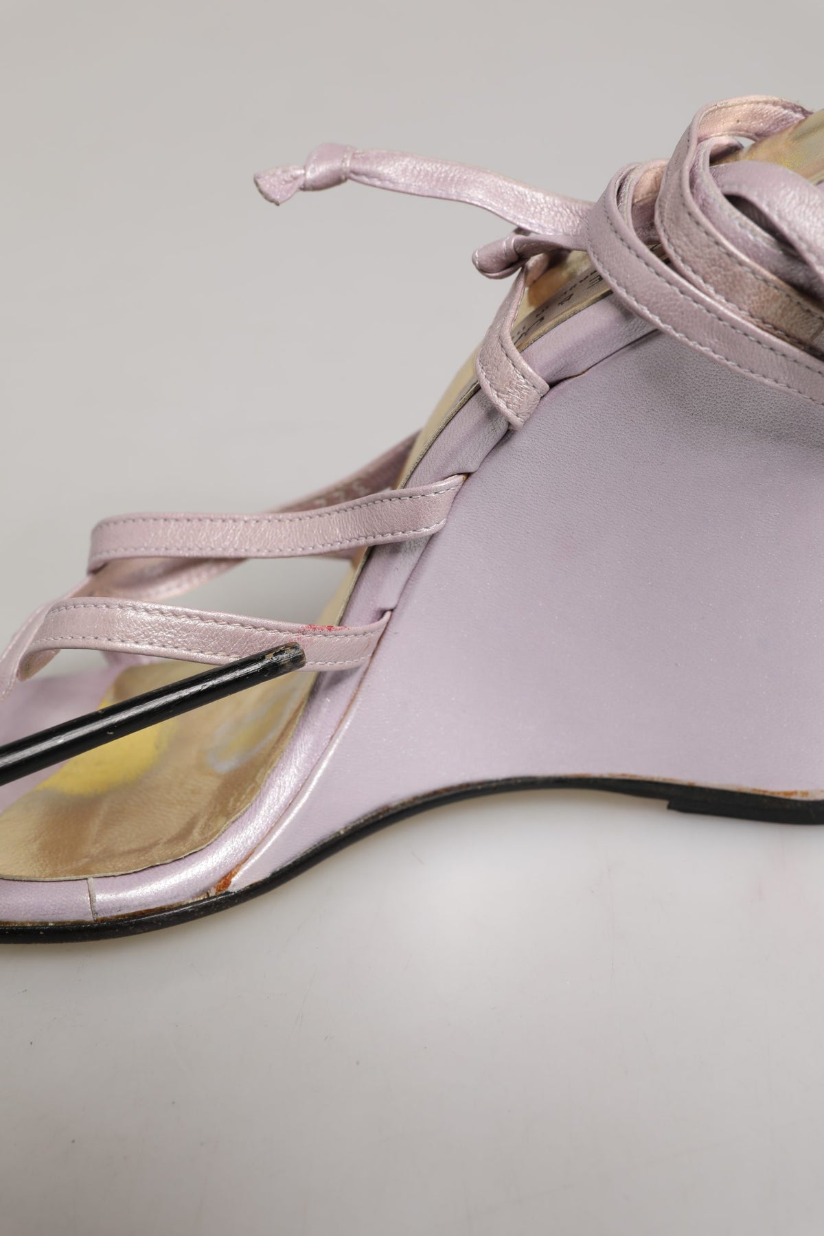 Purple Leather Wedge Heels Sandals Shoes