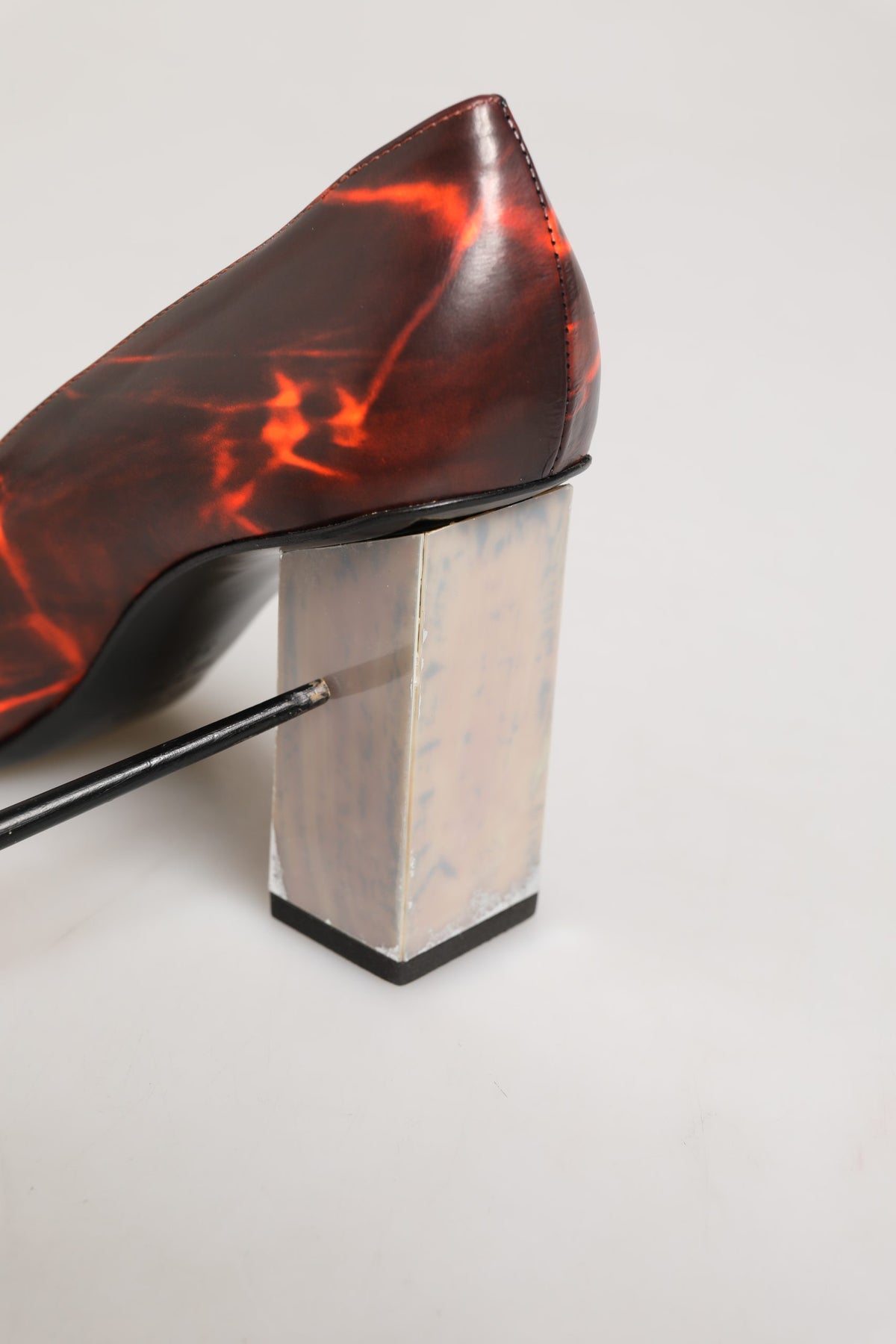 Multicolor Leather Square Toe Pumps Shoes