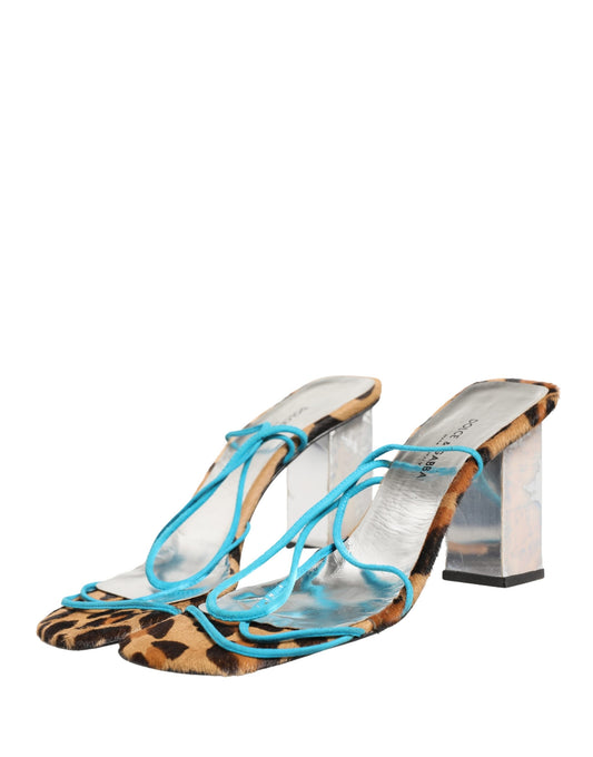 Multicolor Leather Block Heels Sandals Shoes