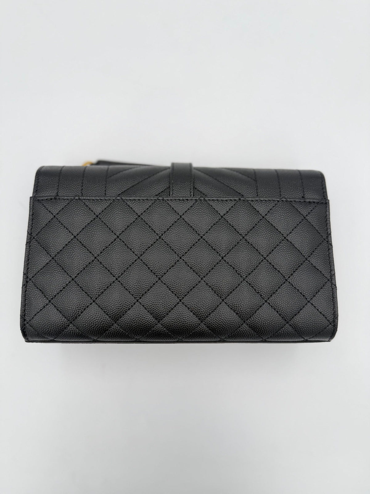 SAINT LAURENT ENVELOPE SMALL in Black Grained Leather Handbag