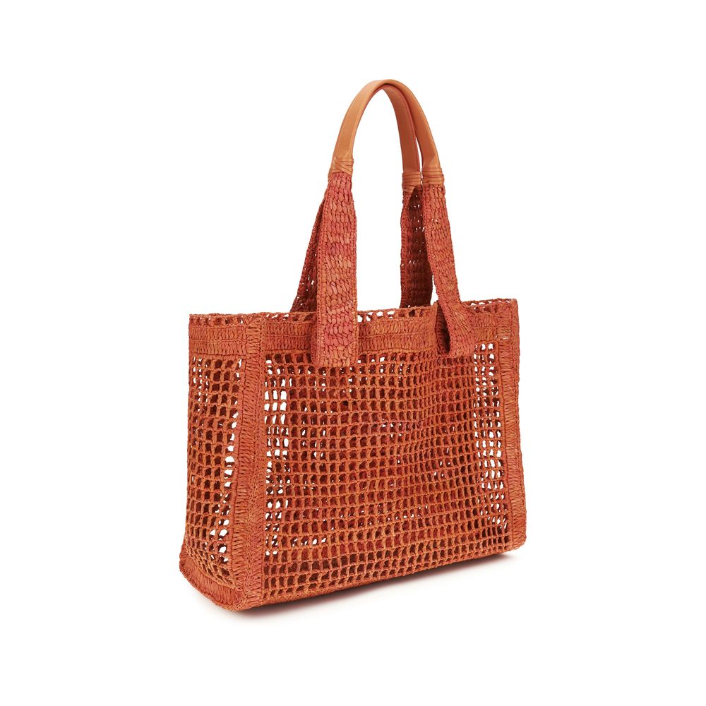 Red Raffia Shoulder Bag