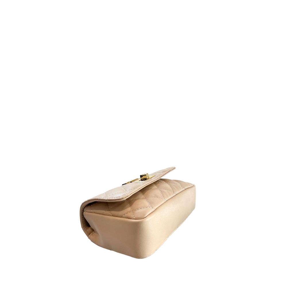 Beige Leather Women Bag