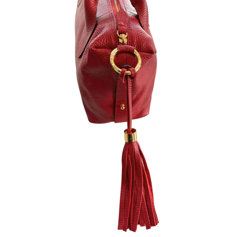 Red Leather Women Handbag