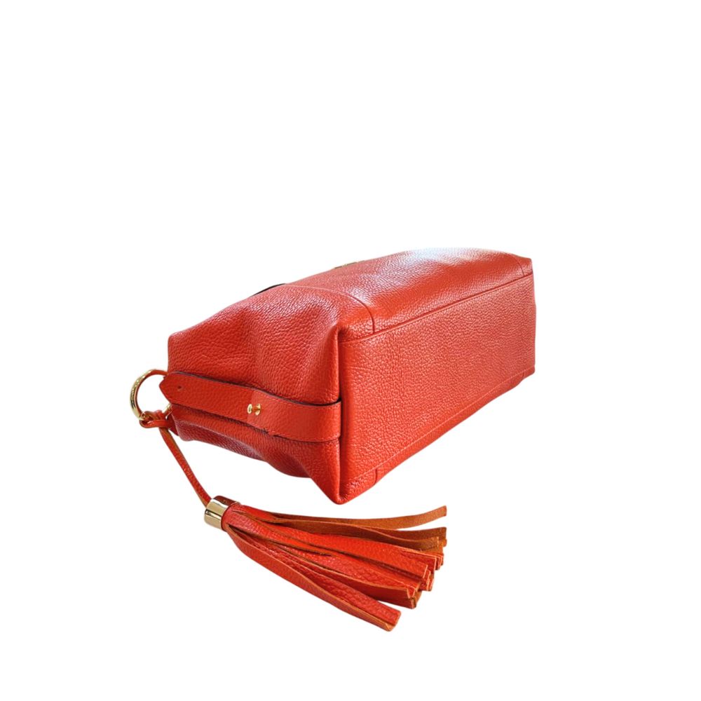 Orange Leather Women Handbag