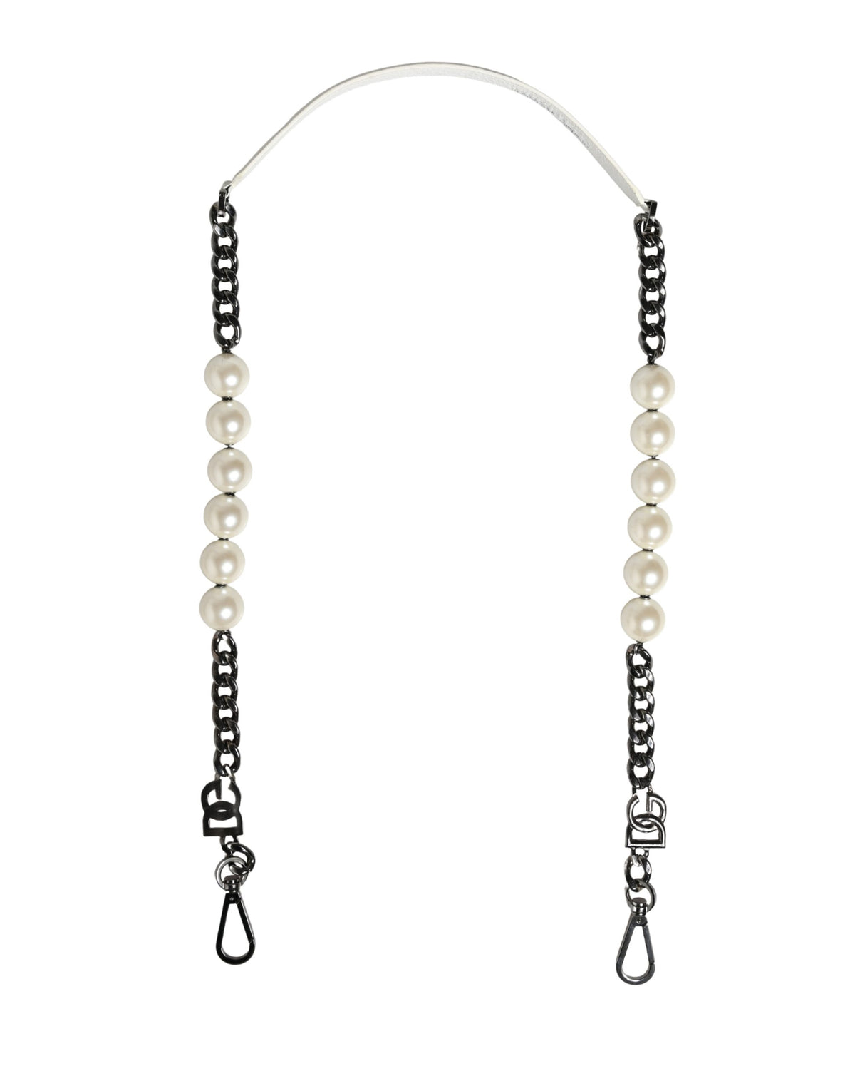 White Leather Silver Chain Bag Accessory Shoulder Strap