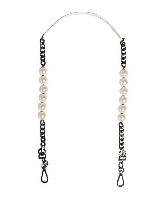 White Leather Silver Chain Bag Accessory Shoulder Strap