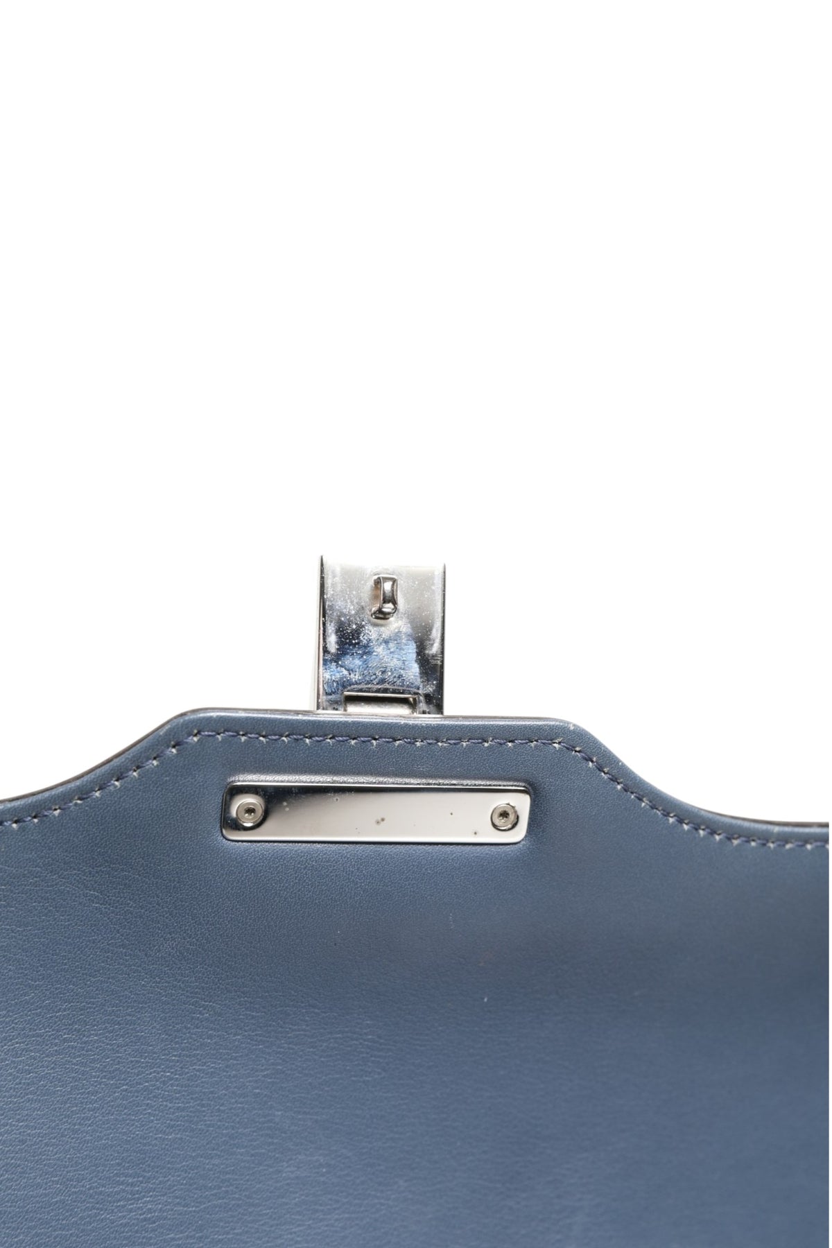 Blue Smooth Leather Lady Lock Shouler Bag
