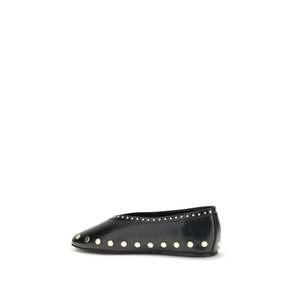 Black Polyurethane Ballet Flats