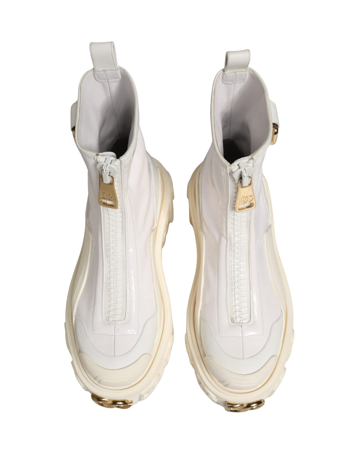 White Leather Rubber Logo Ankle Boots Shoes