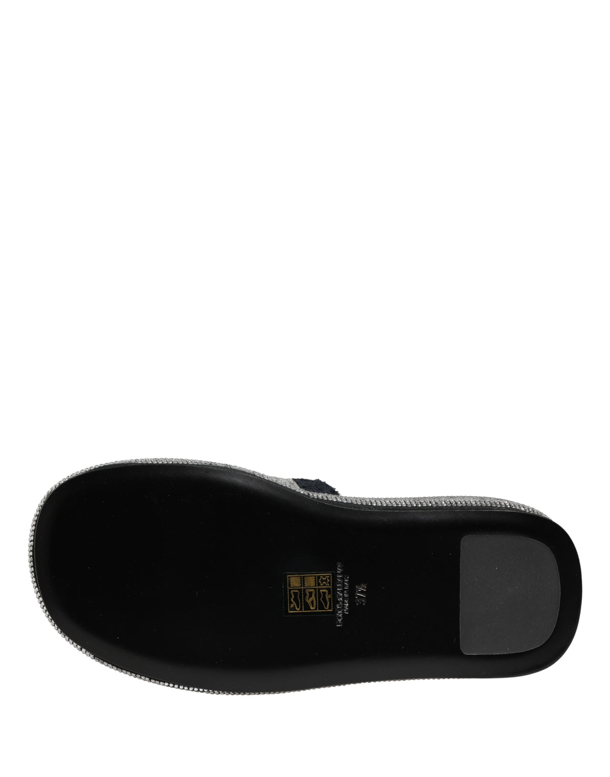 Black Crystal Embellished Platform Slides Shoes