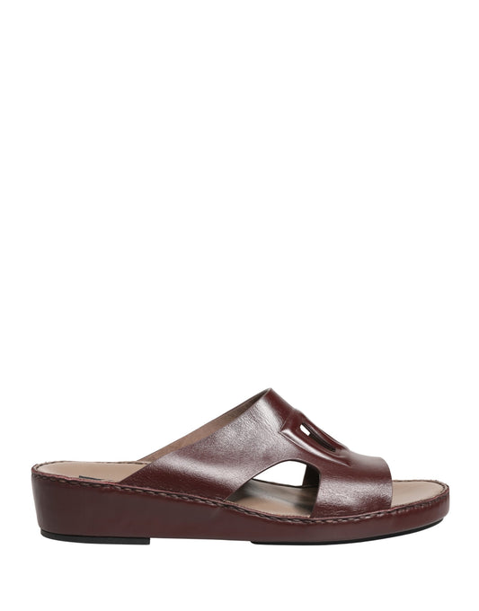 Maroon Leather Cutout DG Logo Sandals Shoes