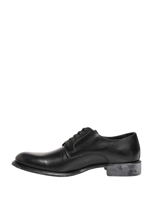 Black Calfskin Leather Derby Men Dress Shoes