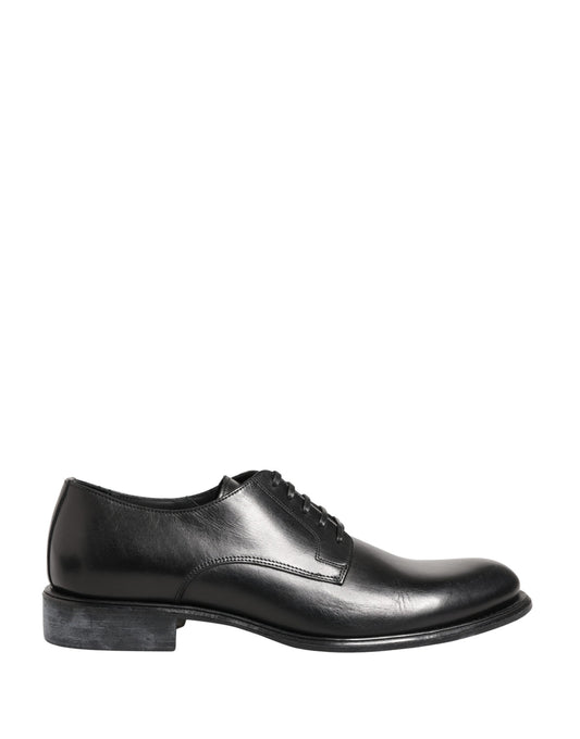 Black Calfskin Leather Derby Men Dress Shoes