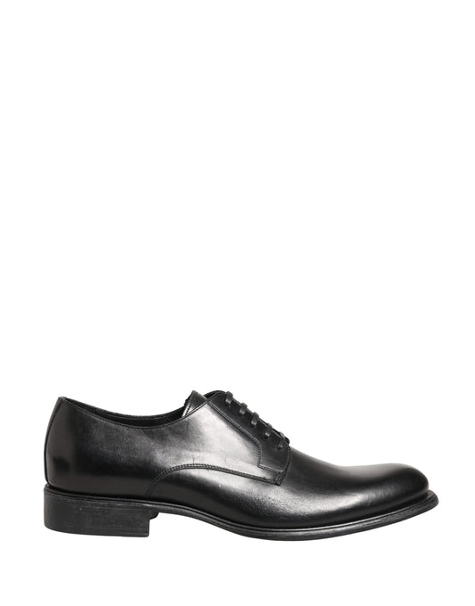 Black Calfskin Leather Derby Men Dress Shoes