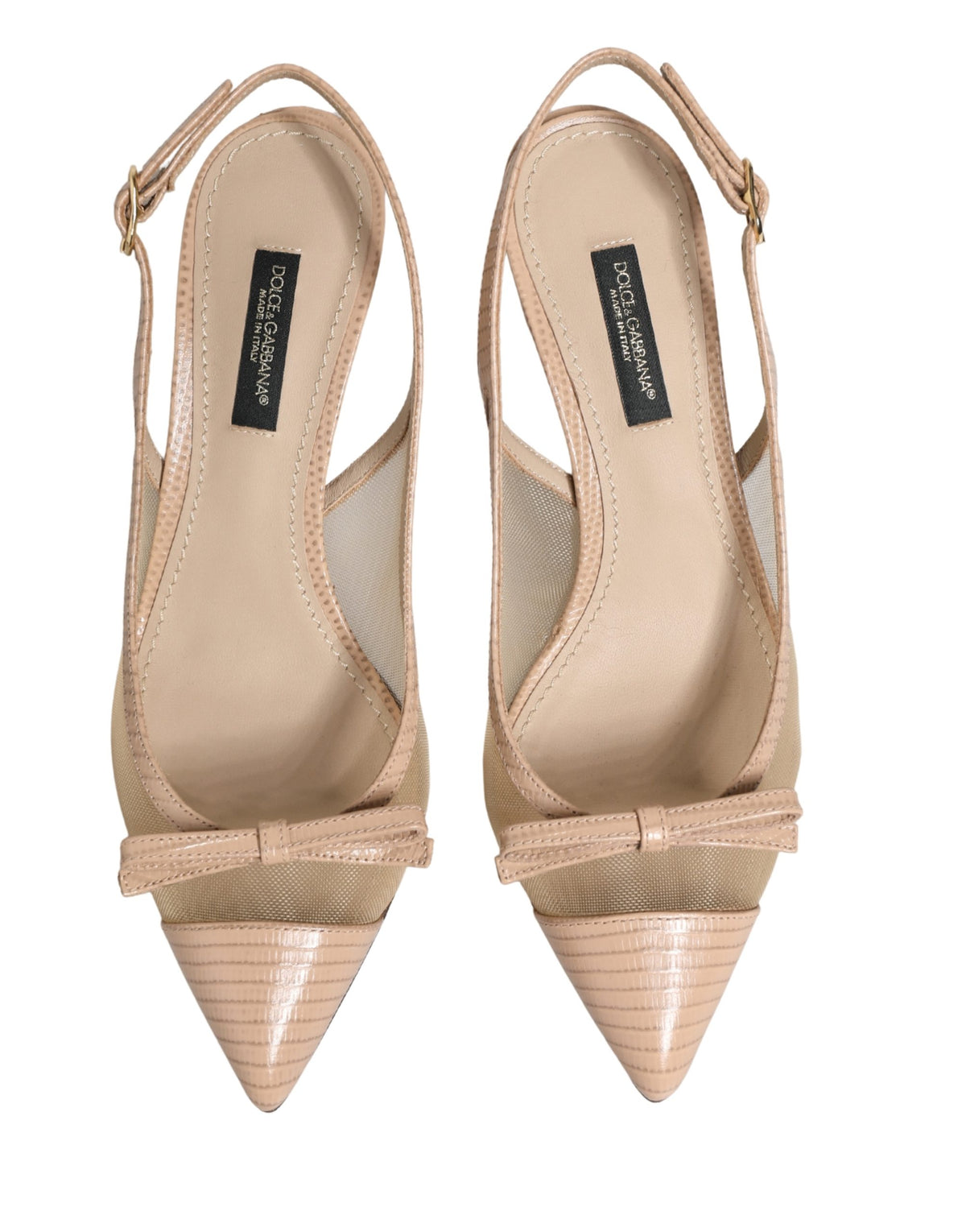 Beige Lori Mesh Leather Slingback Sandals Shoes