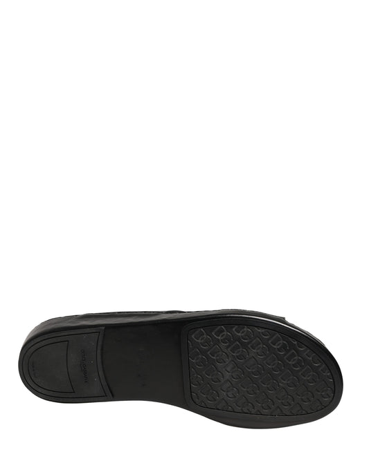 Black Leather Cutout DG Logo Sandals Shoes