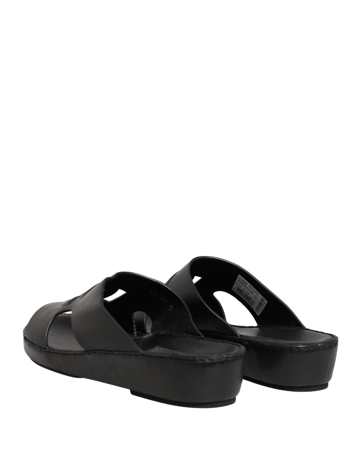 Black Leather Cutout DG Logo Sandals Shoes