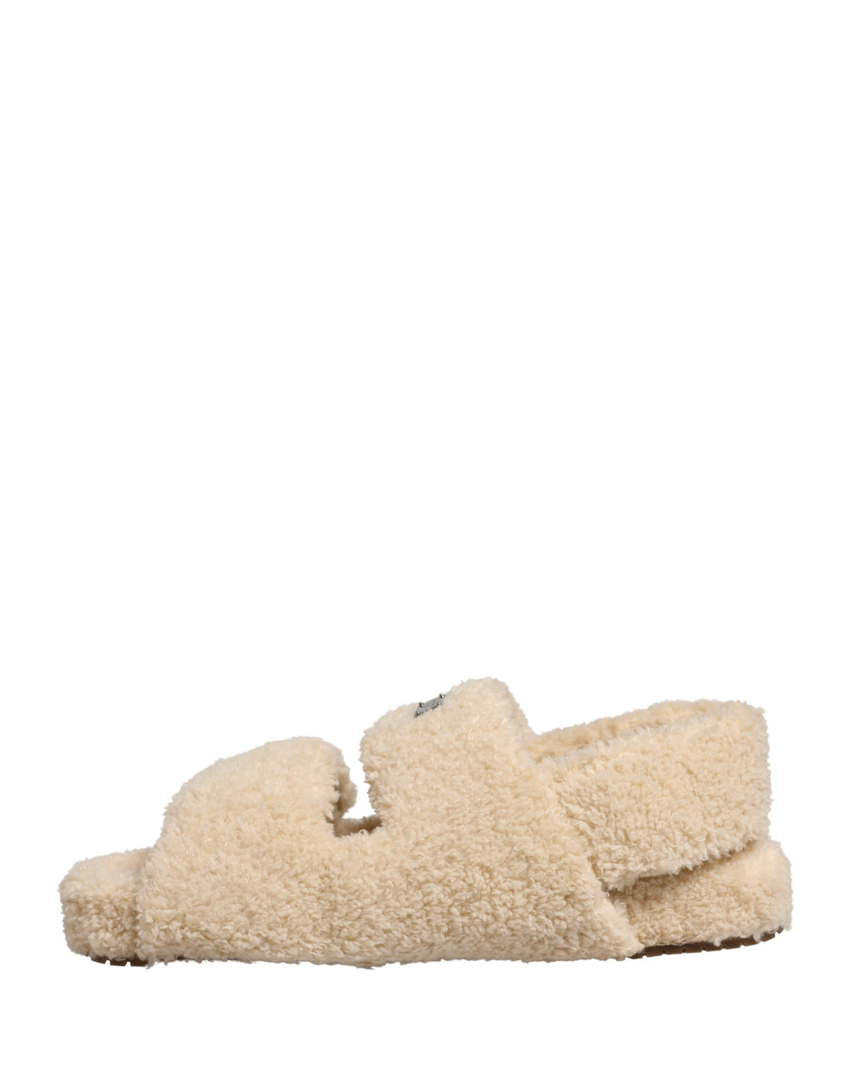 Beige Faux Fur Slides Men Flats Sandals Shoes