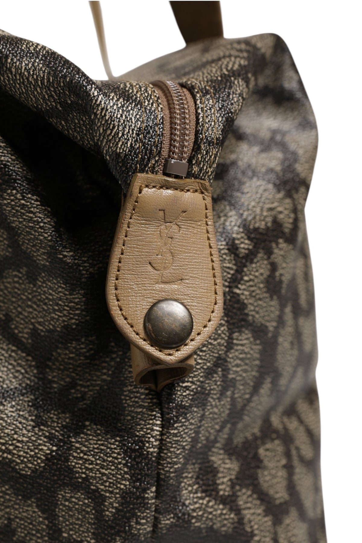 Green and Brown Pattern Canvas Duffel Bag
