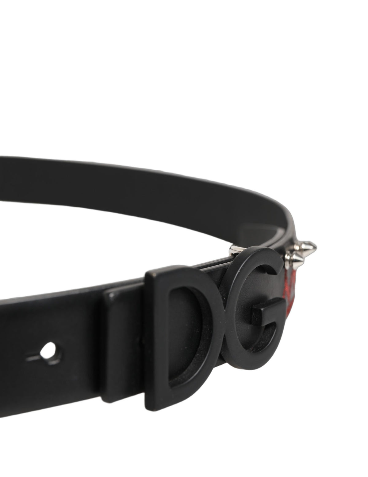Black Leather Prince Crown Logo Buckle Belt