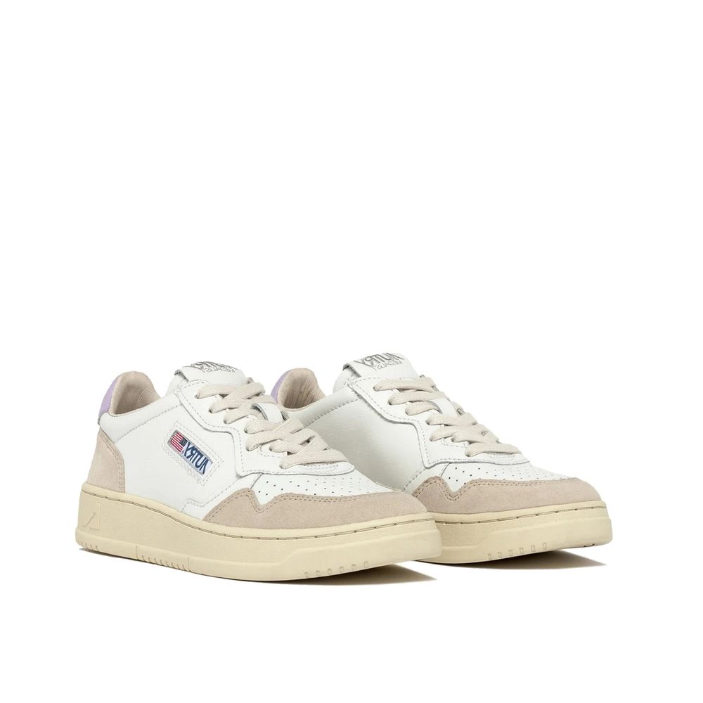 White Leather Low Top Sneakers