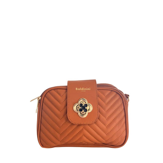 Ruskea tekonahkainen naisten olkalaukku