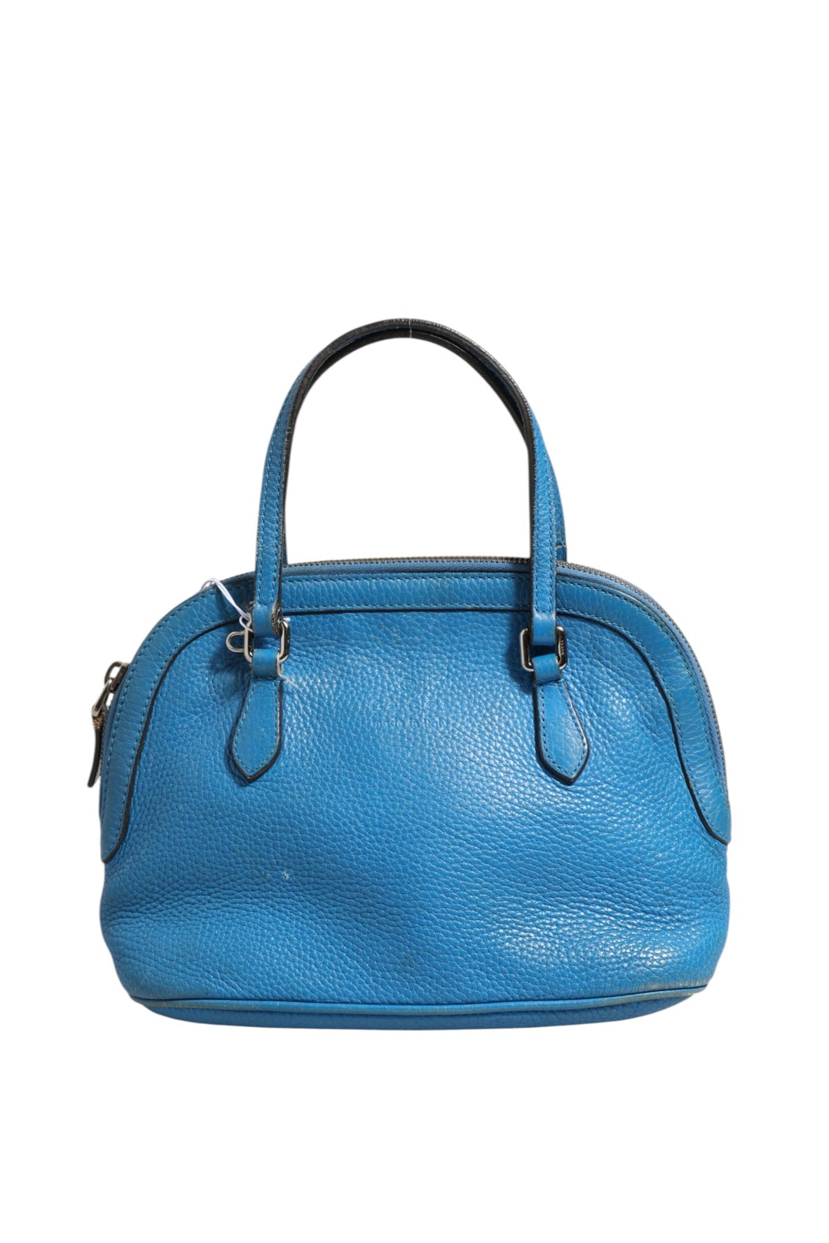 Blue Leather Dome Handbag