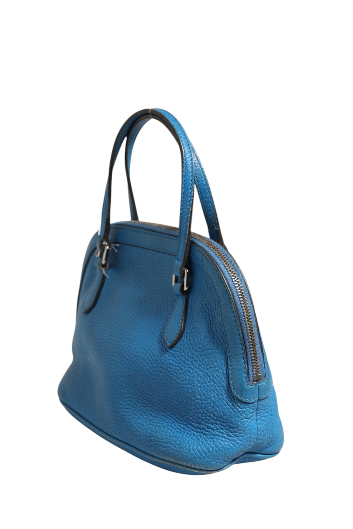Blue Leather Dome Handbag