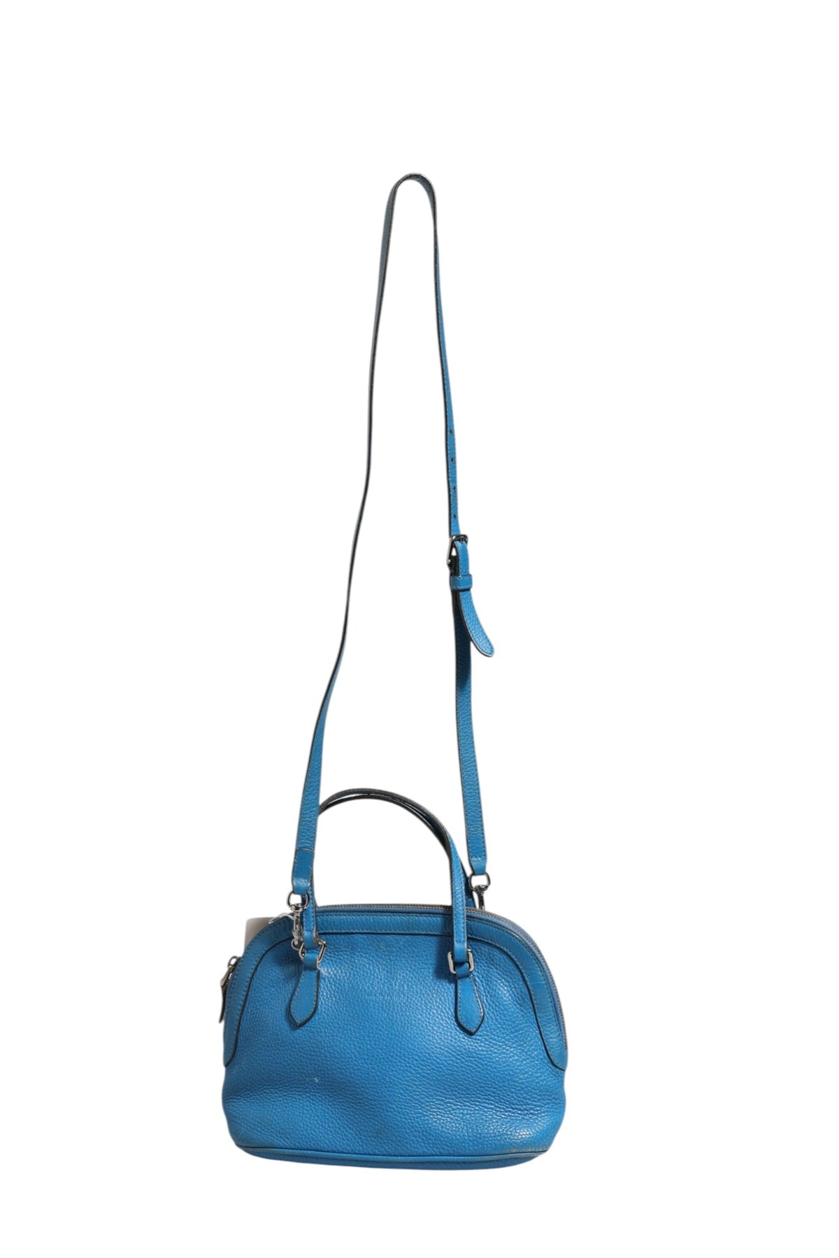 Blue Leather Dome Handbag