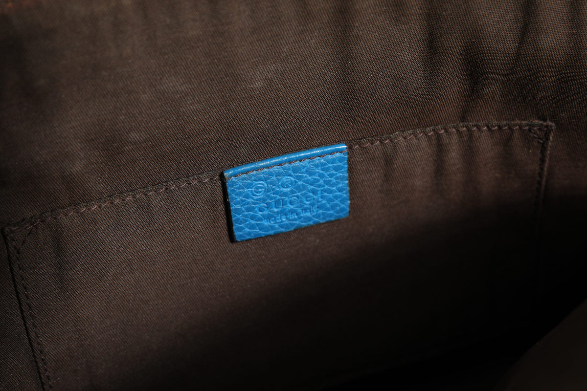 Blue Leather Dome Handbag