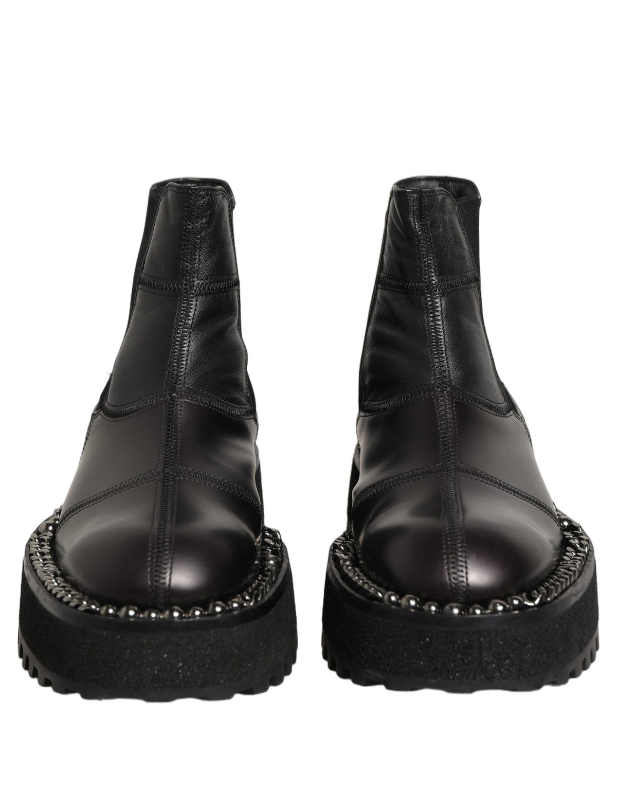 Black Leather Slip On Chelsea Boots Shoes