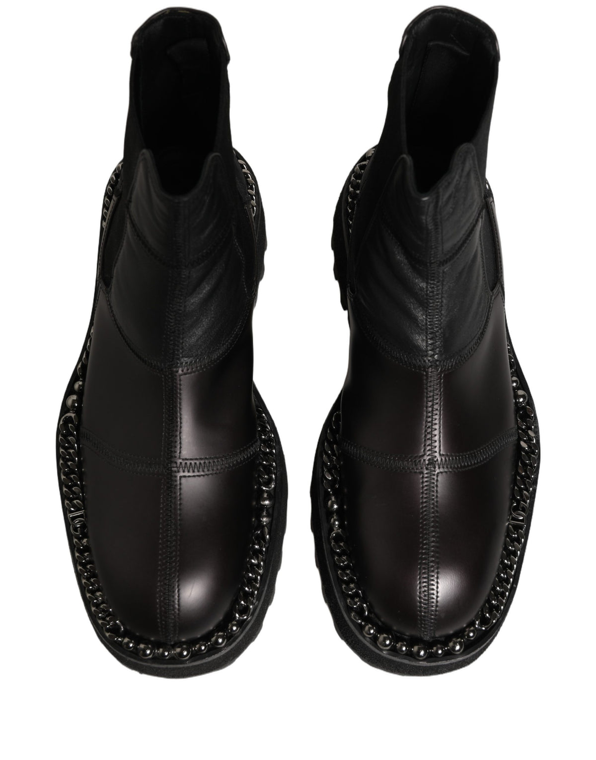 Black Leather Slip On Chelsea Boots Shoes
