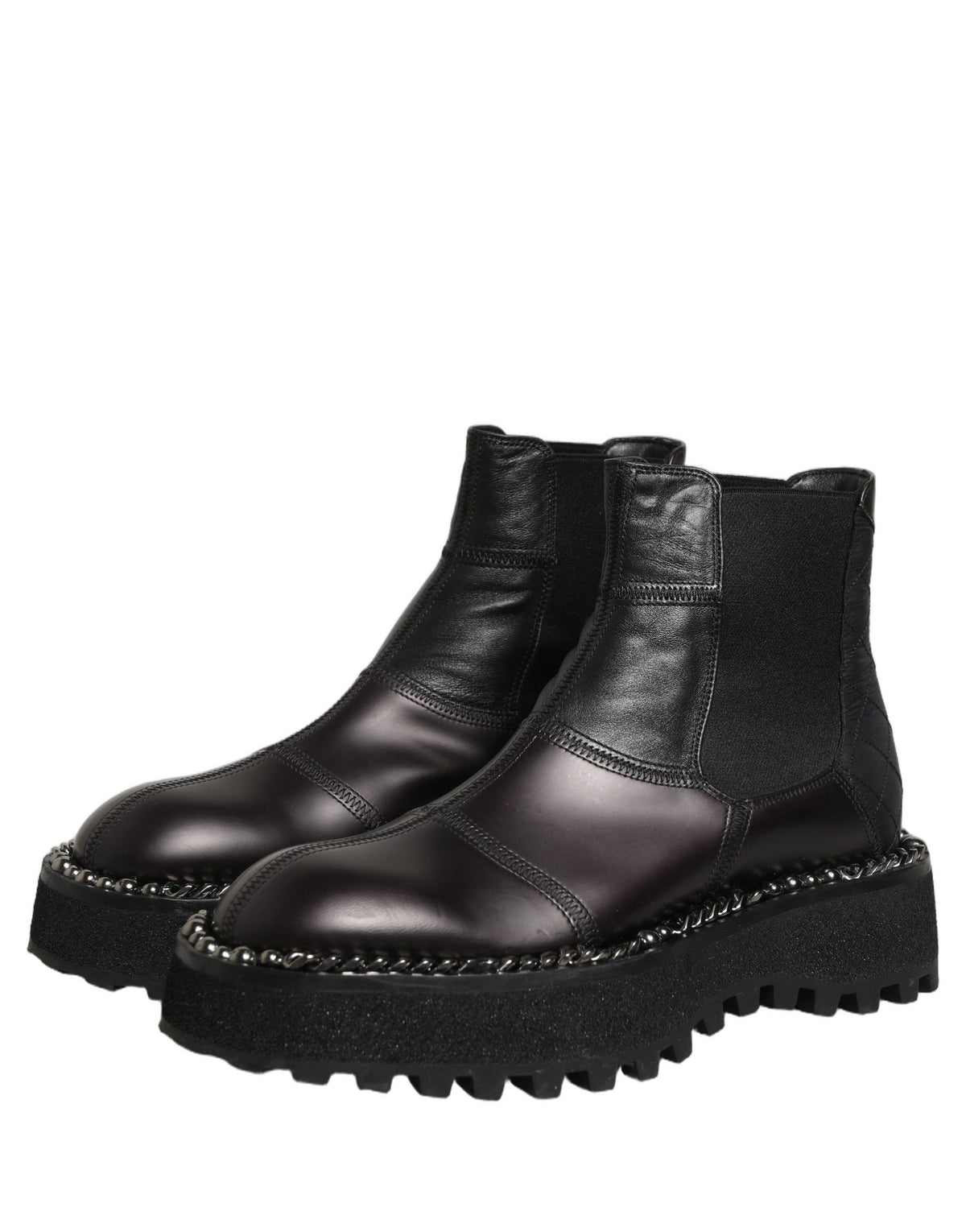 Black Leather Slip On Chelsea Boots Shoes