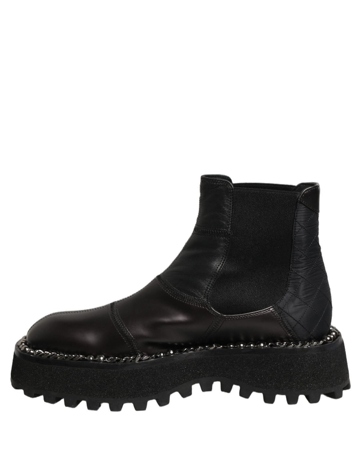 Black Leather Slip On Chelsea Boots Shoes